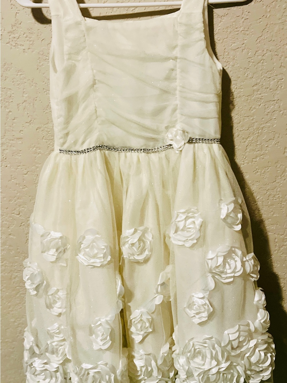 Nannette s:10 Elegant White Floral Tulle Girls' Dress